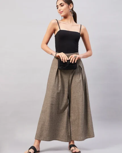 Smart Casual Brown  Handloom Palazzo
